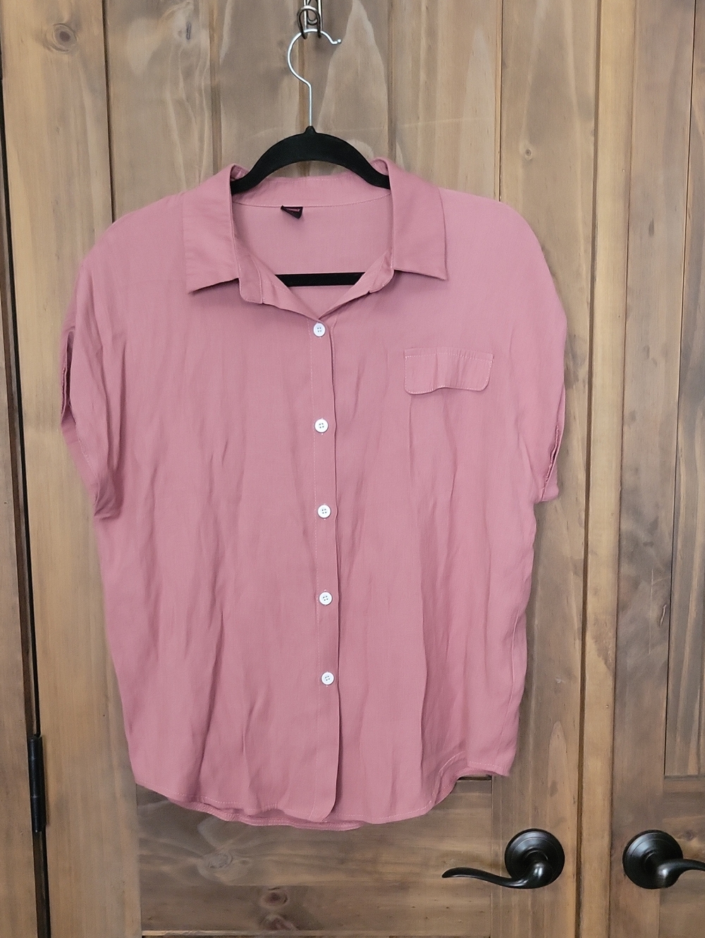 ROMWE Dusty Pink Short Sleeve Button-Down Shirt